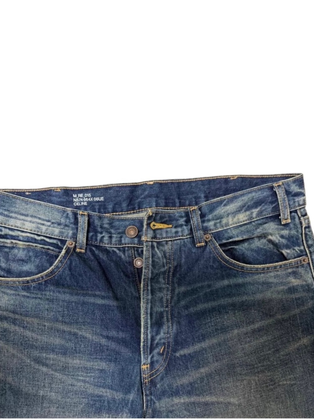 Celine SS24 Kurt Denim Jeans Destroyed Blue Marble Wash Size 32 - Picture 3 of 6
